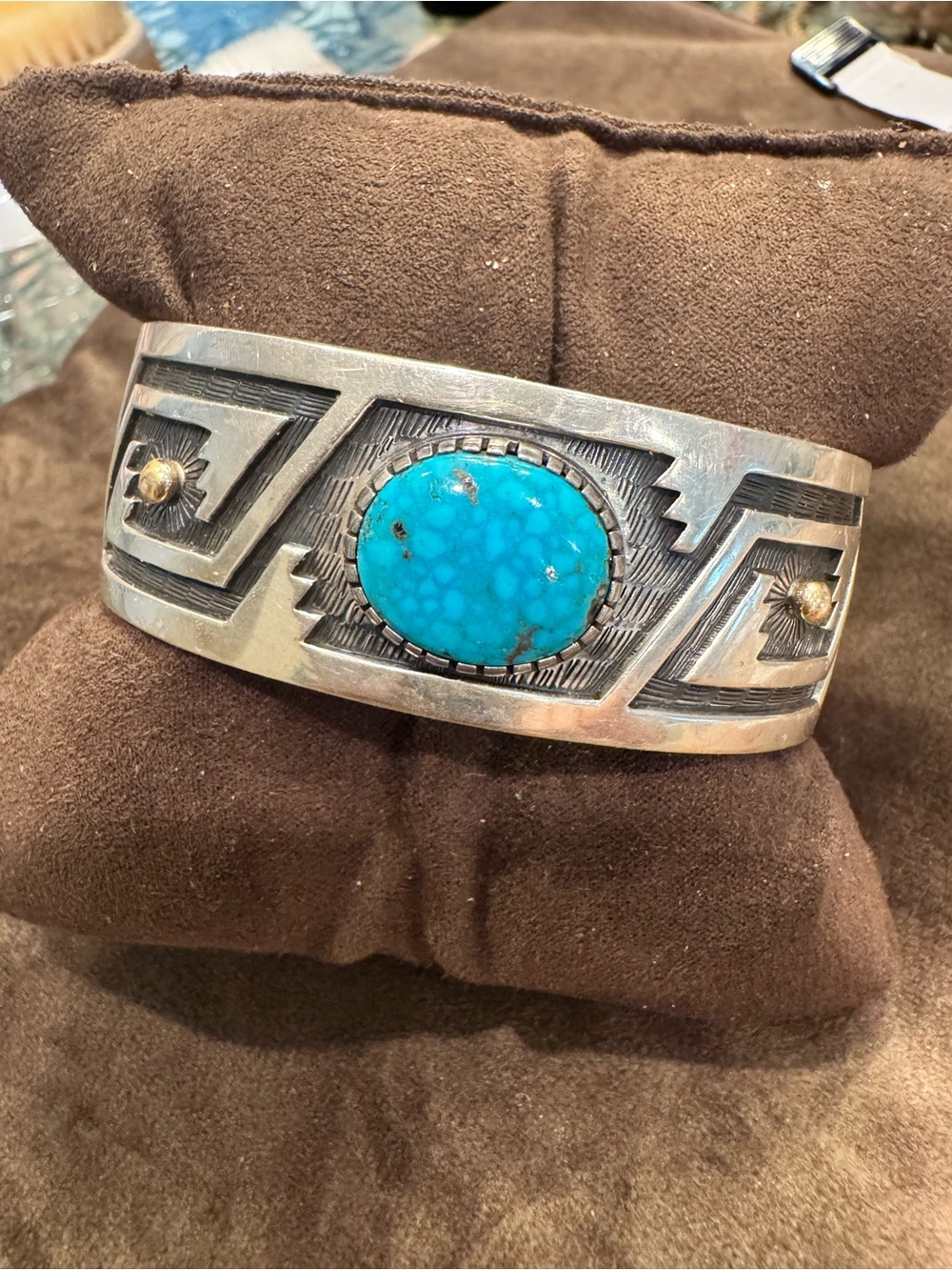 Sterling Silver Turquoise Cuff Bracelet - Blue